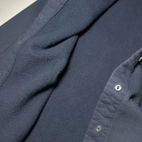 Allen Allen, USA Beach Oversized Jersey Fleece Button Up Shirt VTG Women's S-M - Picture 6 of 9